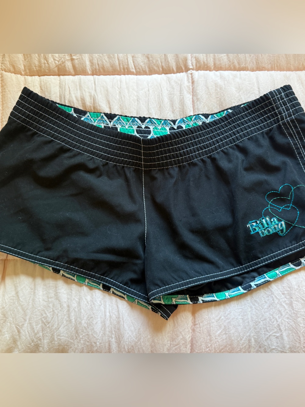 Billabong Black & Teal Women's Swim Shorts